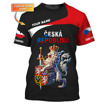 Camiseta personalizada con nombre en 3D de Ceska Republika, regalo personalizado para los amantes de la República Checa