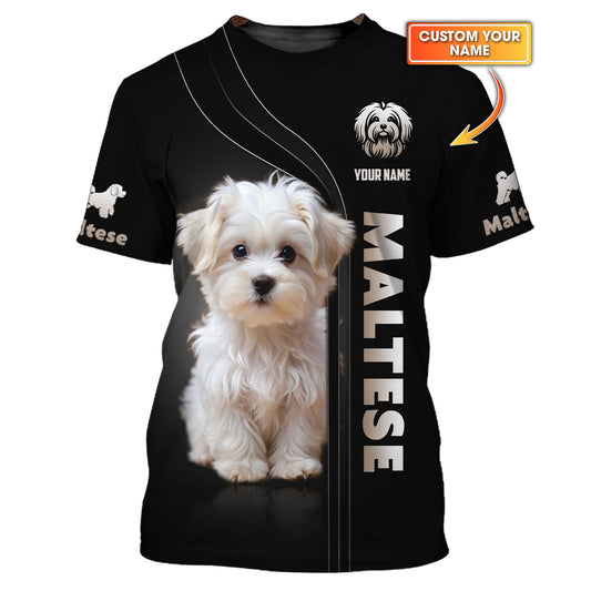 3D Full Print Maltese T Shirt Personalized Name Gift For Dog Lovers