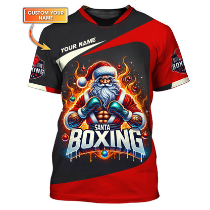 3D Full Print Santa Claus Boxing T-Shirts Personalized Name Gift For Christmas Lovers