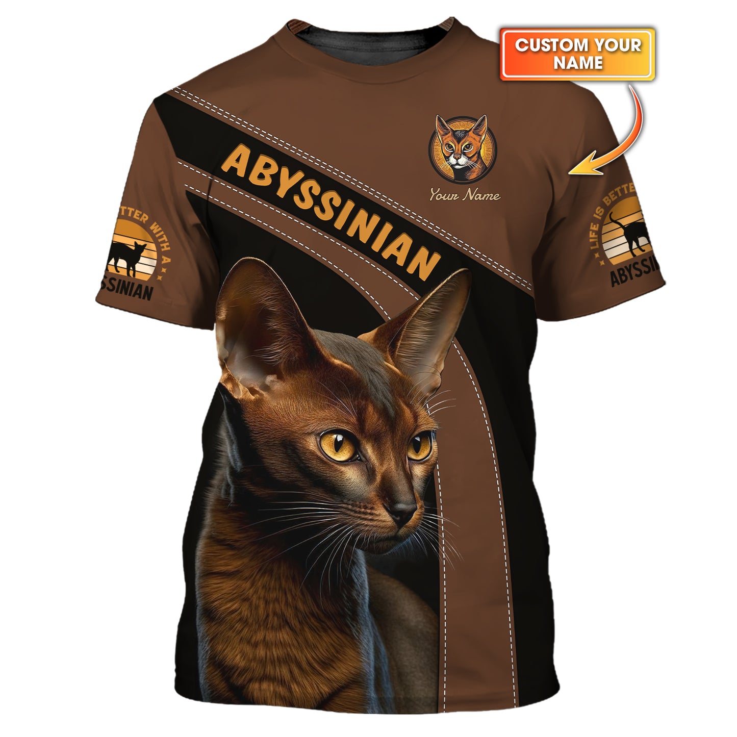 Camiseta personalizada con diseño de gato abisinio: disfruta de la elegancia de los felinos abisinios