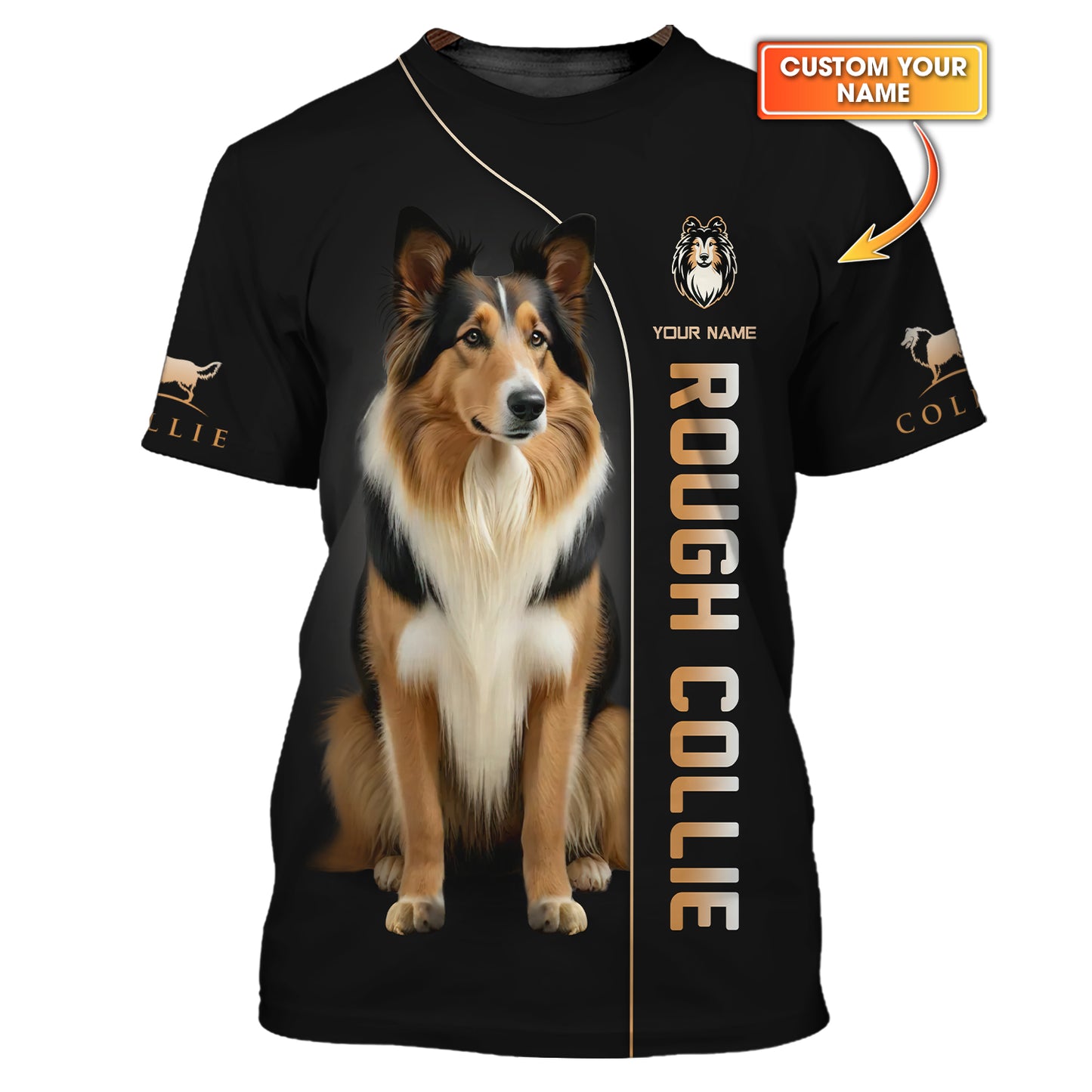 Customizable Rough Collie T-Shirt Personalized Name Gift For Dog Lovers