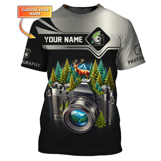 Custom Name Photography 3D Shirt Nature And Wildlife Camera Personalized Name Gift For Photography Lovers