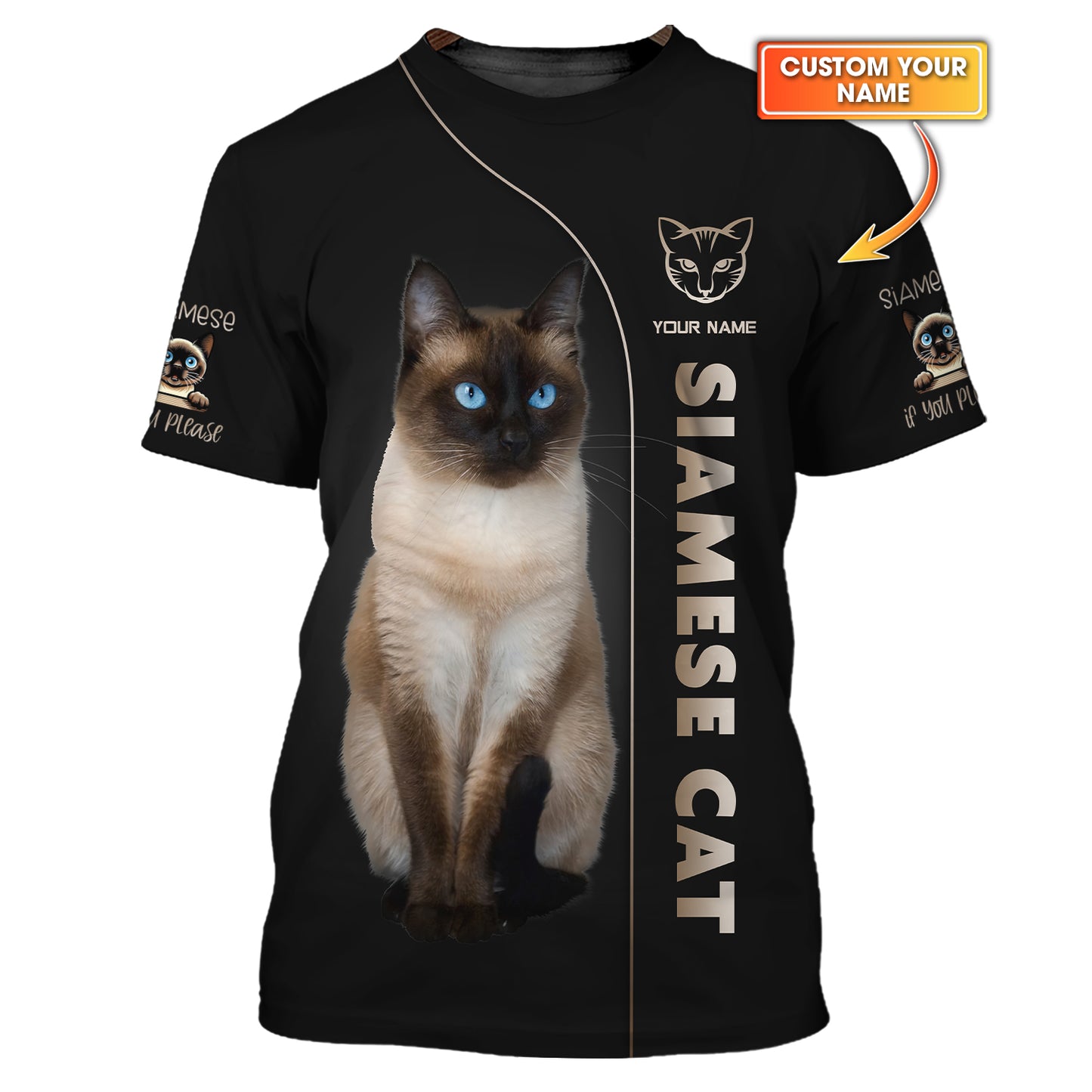 3D Full Print Siamese Cat T-Shirts Personalized Name Gift For Cat Lovers