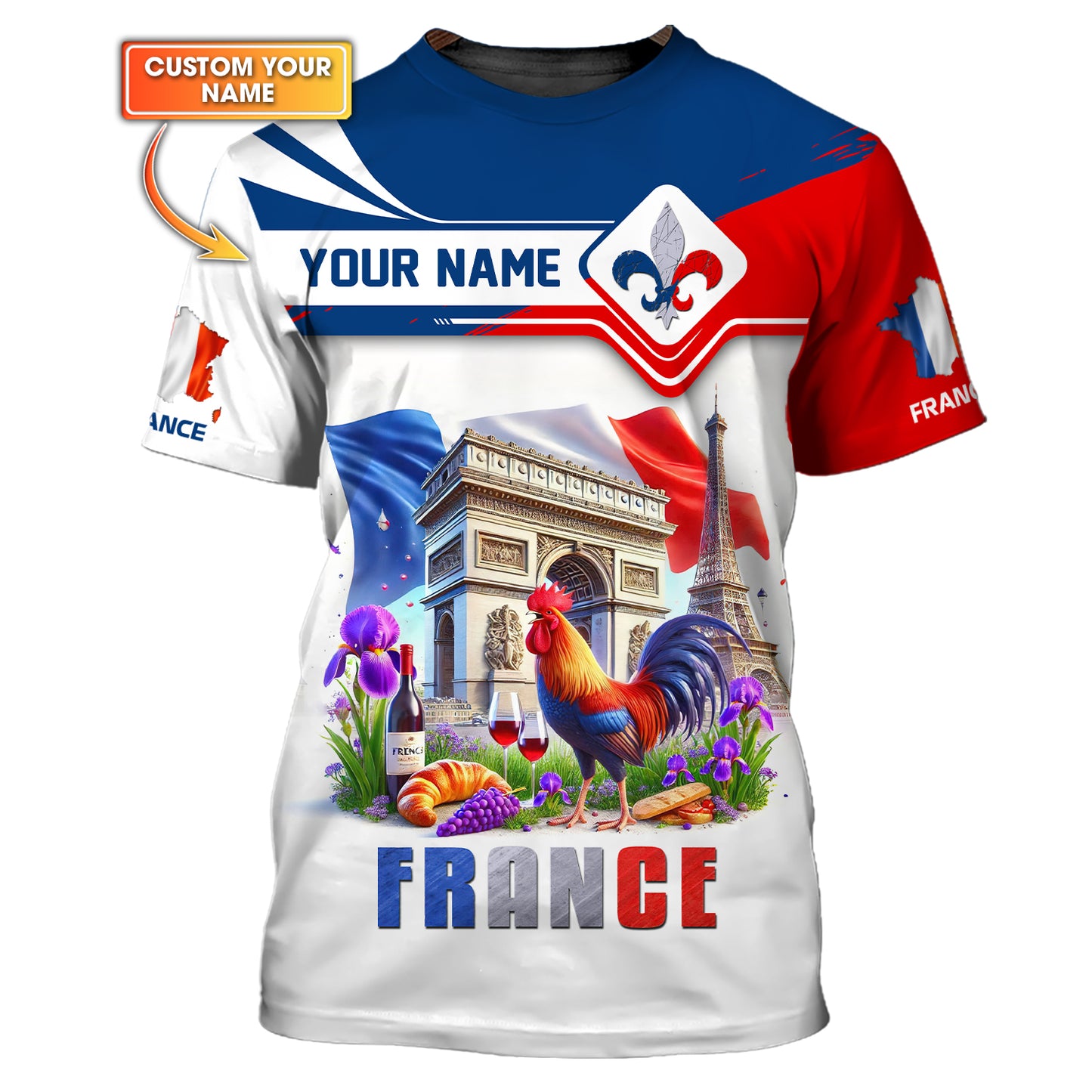 Regalo de camiseta con nombre personalizado y orgullo nacional de Francia para amantes franceses