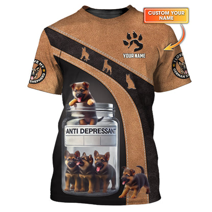 Camisetas de pastor alemán con impresión 3D completa, regalo con nombre personalizado para amantes de los perros