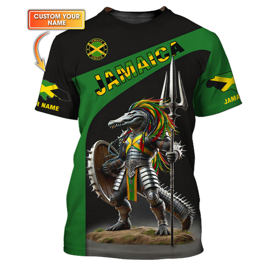 Camiseta personalizada del orgullo de Jamaica. Gran guerrero cocodrilo de Jamaica. Regalo para los amantes de Jamaica.