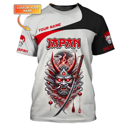 Camisetas personalizadas de máscara de Oni de Japón, regalo de camiseta japonesa en 3D para amantes de Japón