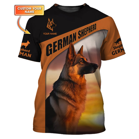 Camisetas de pastor alemán de marta plateada con impresión 3D completa, regalo con nombre personalizado para amantes de los perros