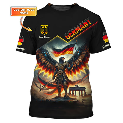 Custom T-Shirt Majestic German Eagle Warrior Personalized Name Gift For Germany Lovers