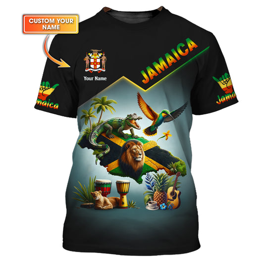 Camisetas con estampado 3D completo de guerrero cocodrilo de Jamaica, regalo con nombre personalizado para los amantes de Jamaica