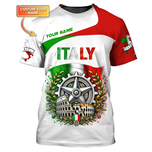 Camiseta personalizada con el escudo de armas de Italia en 3D, regalo personalizado para los amantes de Italia