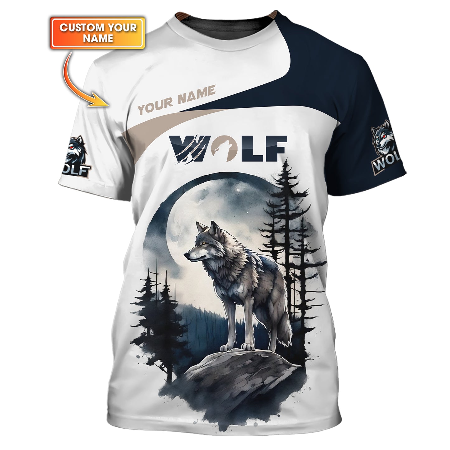 T-shirt personnalisé loup gris cadeau pour les amoureux des loups chemises 3D