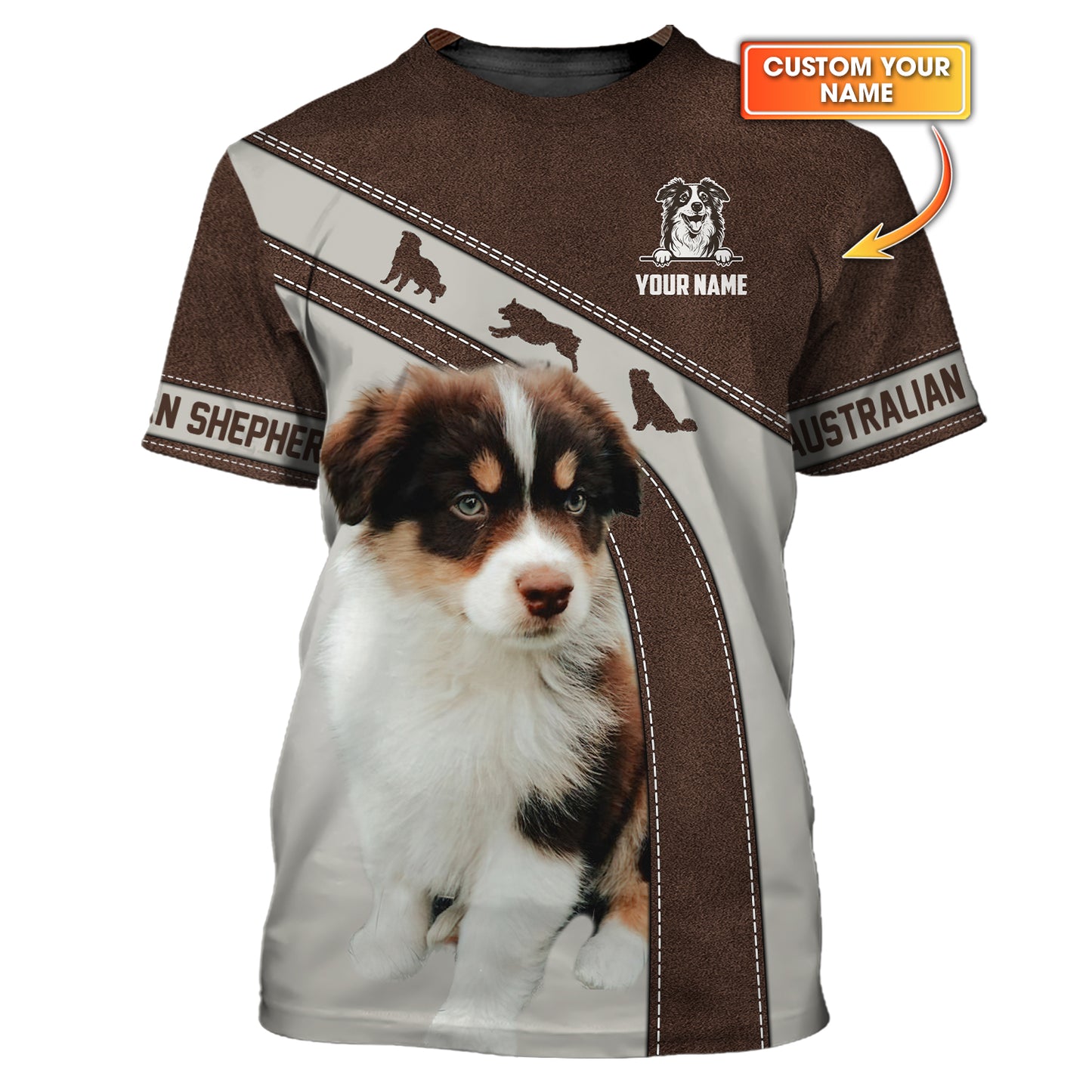 3D Full Print Australian Shepherd T-Shirts Personalized Name Gift For Dog Lovers