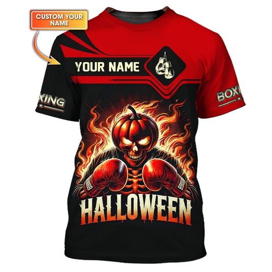 Camisetas personalizadas de Halloween, camiseta de boxeo de calabaza de Halloween en 3D, regalo para los amantes de Halloween