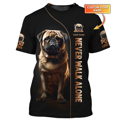 Camiseta con nombre personalizado para perro Pug, regalo para amantes de los perros, camisetas 3D