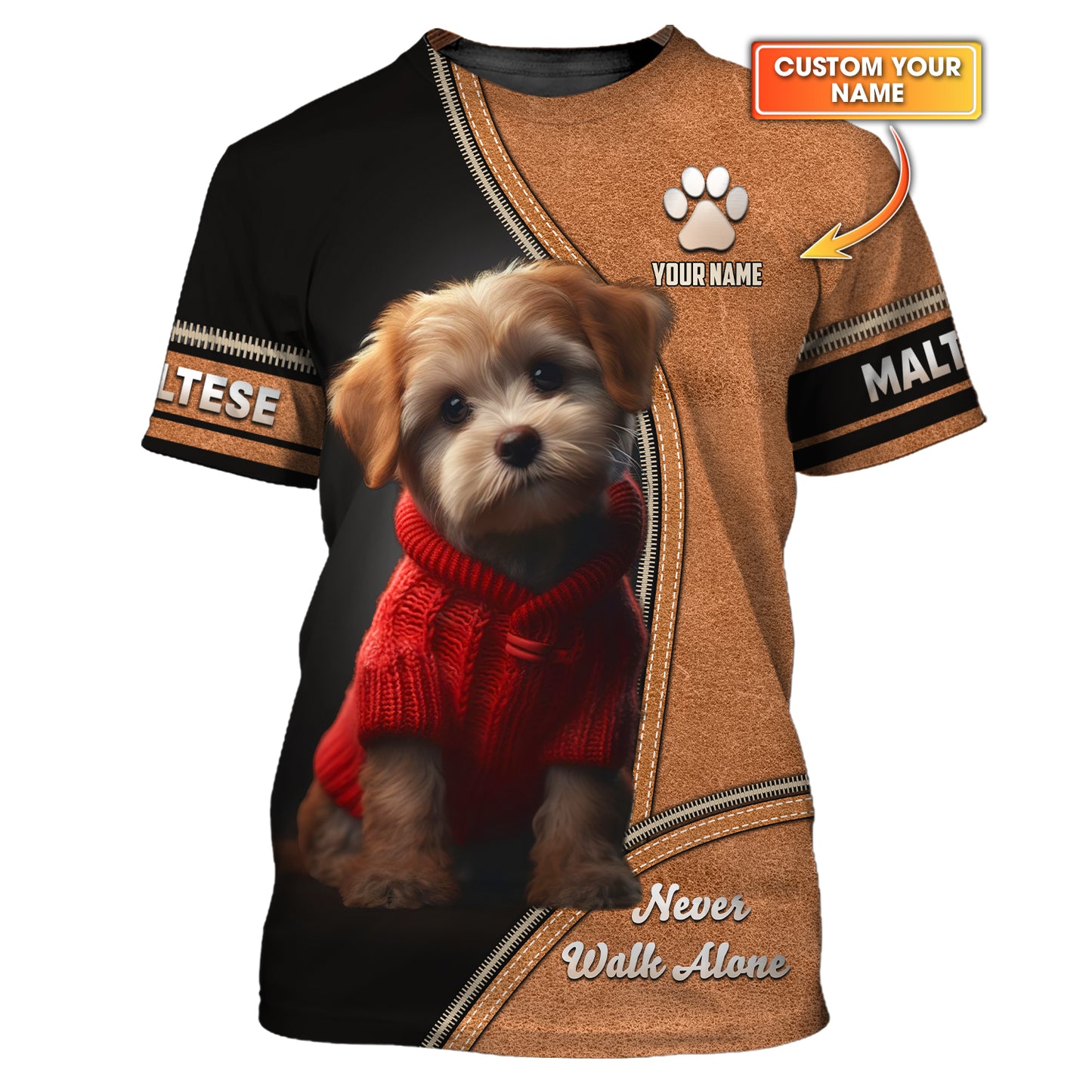 Cute Maltese Dog 3D Shirt Personalized Name Gift For Dog Lovers