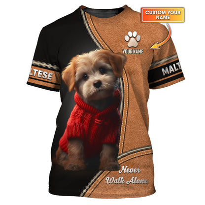 Cute Maltese Dog 3D Shirt Personalized Name Gift For Dog Lovers