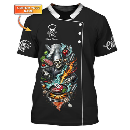 T-shirt squelette de chef personnalisé - Cuisinez avec style et une touche de fougue