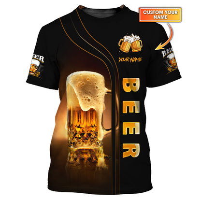 Camiseta personalizada con nombre en 3D "Love Beer", regalo personalizado para amantes de la cerveza