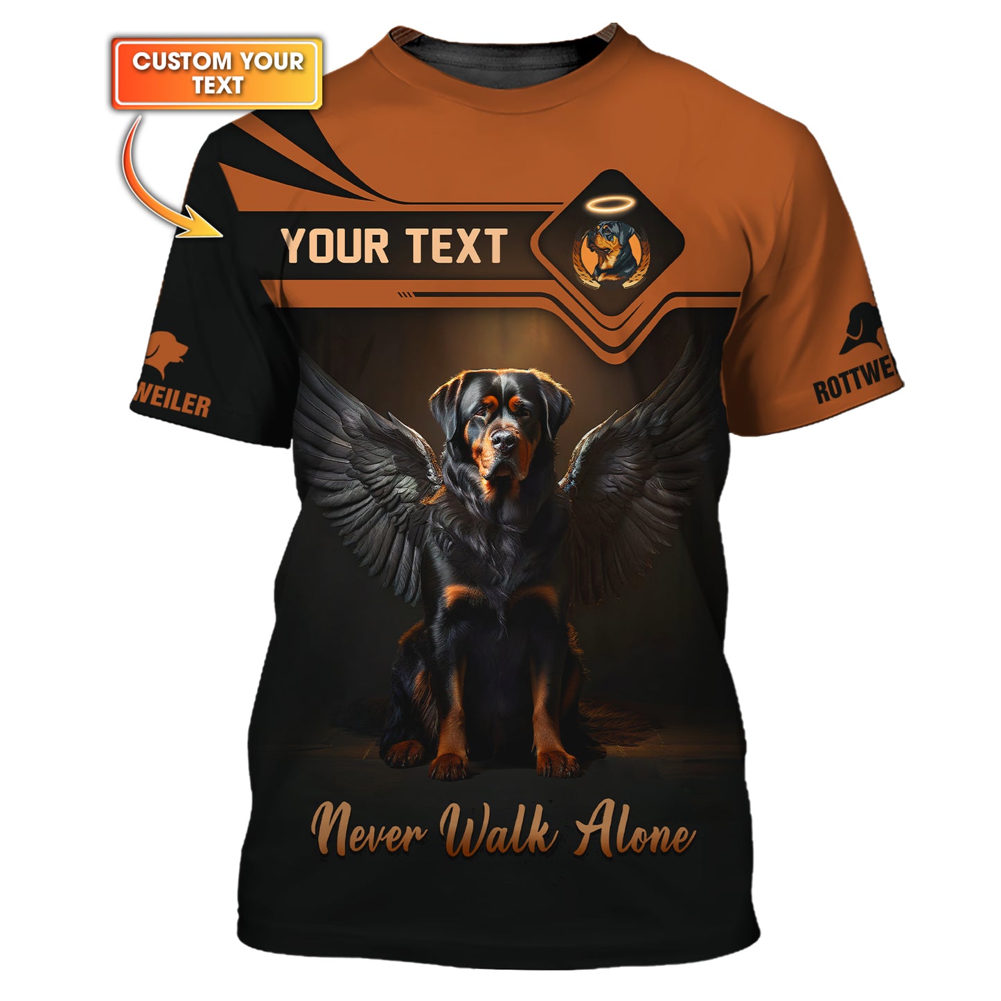 Rottweiler Custom T-Shirts Never Walk Alone 3D Shirt Gift For Dog Lovers