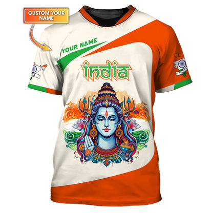 Camisetas personalizadas de la India, camiseta 3D del Señor Shiva de la India, regalo para los amantes de la India