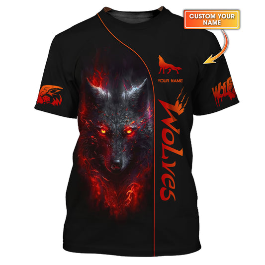 Camiseta de lobo feroz con impresión 3D completa, regalo personalizado con nombre para amantes de los lobos