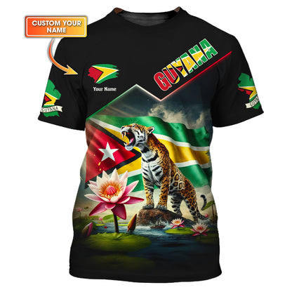 Camiseta de Guyana con impresión completa en 3D y nombre personalizado como regalo para los amantes de Guyana