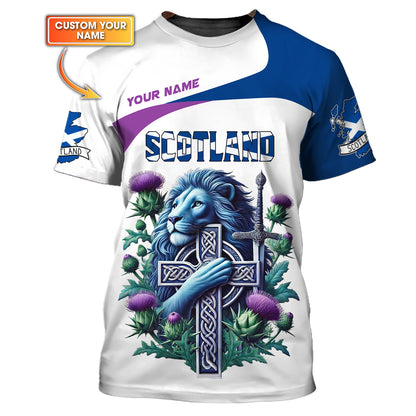 3D Full Print Lion Of Scotland With Kildalton Cross Shirt Personalized Name Gift For Scotish Lovers