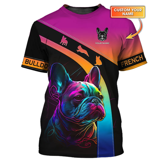 3D Full Print Vibrant French Bulldog T-Shirt Personalized Name Gift For Dog Lovers