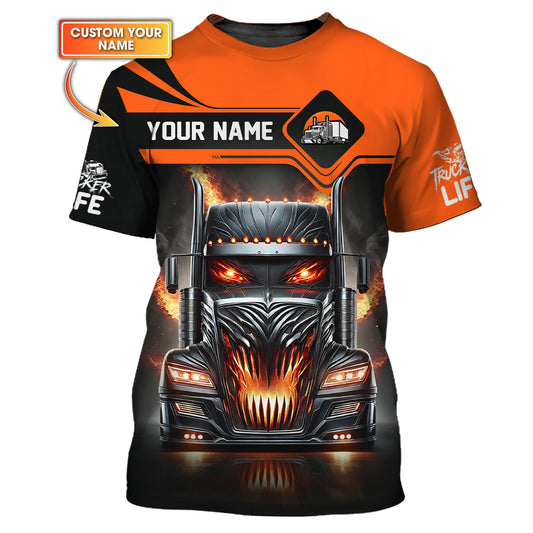 Custom Trucker Life T-Shirt Personalized Name Gift For Trucker Lovers