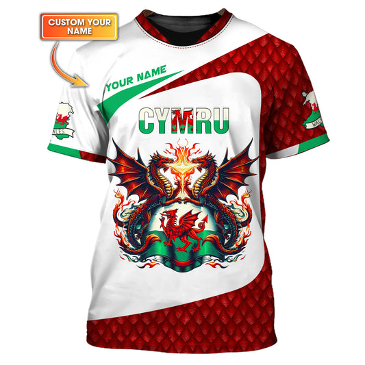 Camisetas personalizadas de Wales Dragon Fire, regalo para amantes de Gales