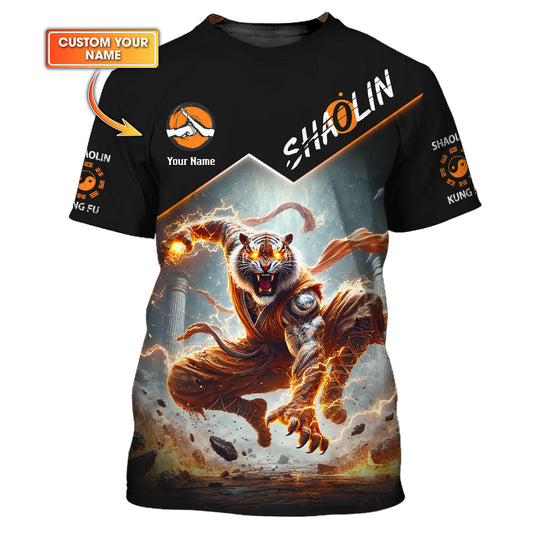 3D Full Print Tiger Fighter Of Shaolin Kungfu Shirt Personalized Name Gift For Shaolin Kungfu Lovers