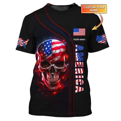 American Skull Custom T- Shirts American Skull 3D Shirt Gift For America Lover