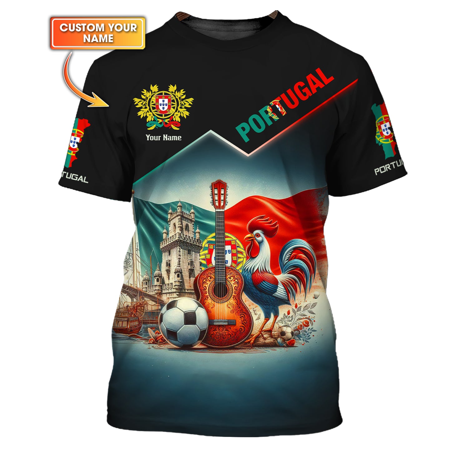 Camiseta unisex de Portugal con estampado 3D completo, regalo personalizado para los amantes de Portugal