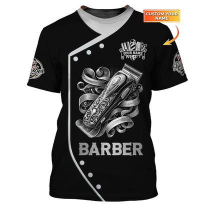 Camiseta con tatuaje 3D de cortadora de pelo, camisetas personalizadas de barbería, regalo para barbero