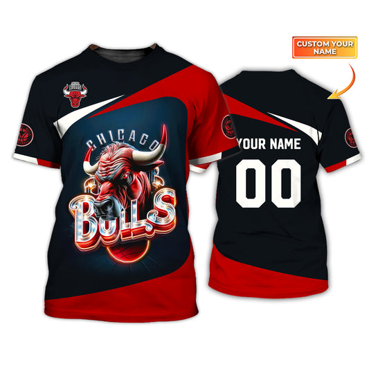 T-shirts personnalisés NBA Chicago Bulls Lover 3D Shirt Cadeau pour les joueurs de basket-ball