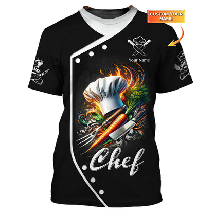 T-shirt de chef cuisinier 3D, outils de cuisine, t-shirts personnalisés, cadeau pour chef