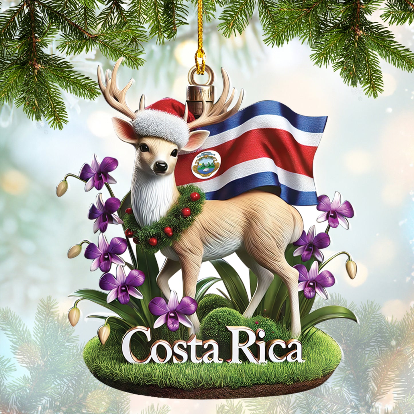 Personalized Costa Rica Deer Ornament, Home Decor Gift For Costa Rica Lovers