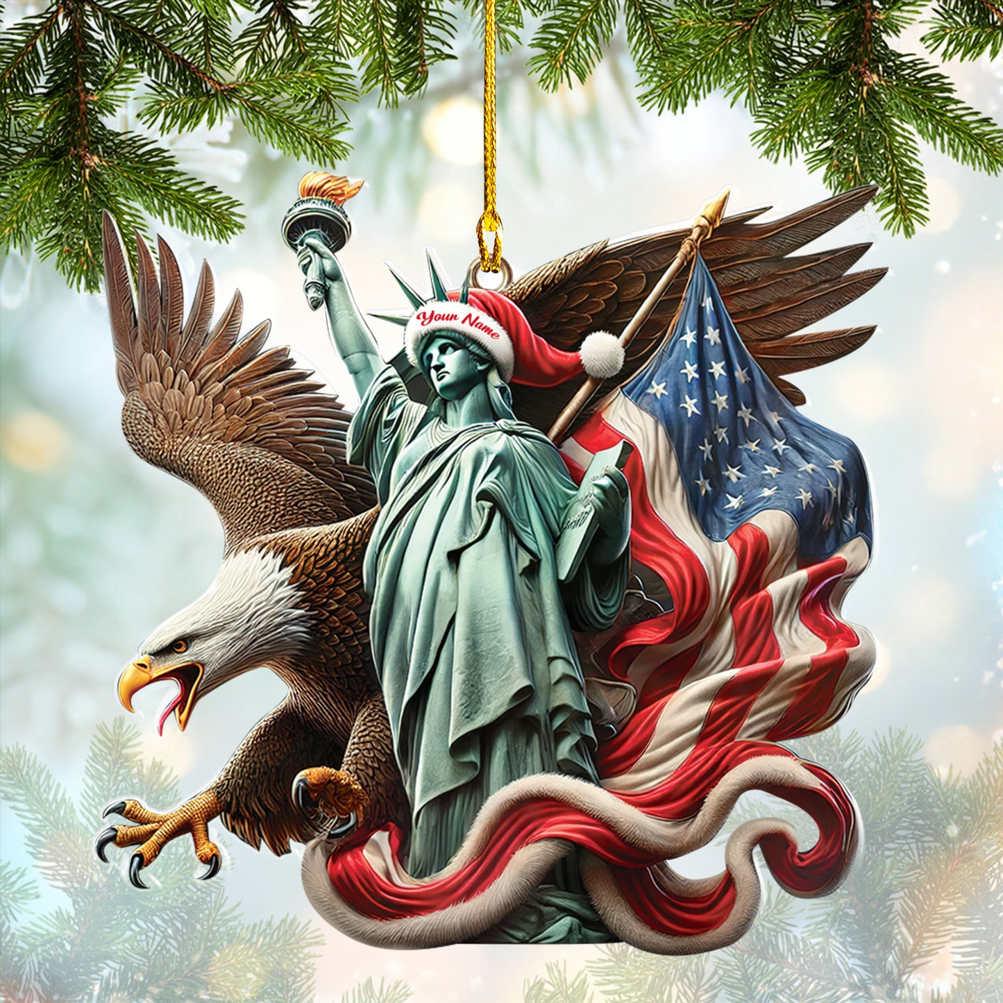 America Inspired Golden Eagle Ornament Symbol Of Freedom And Strength