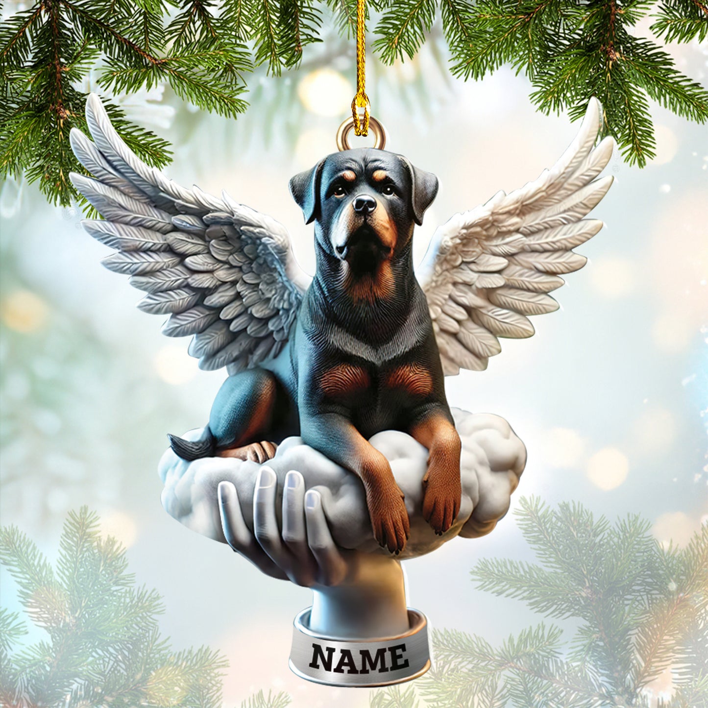 Personalized Angel Rottweiler Memorial Ornament, Home Decor Gift For Dog Lovers