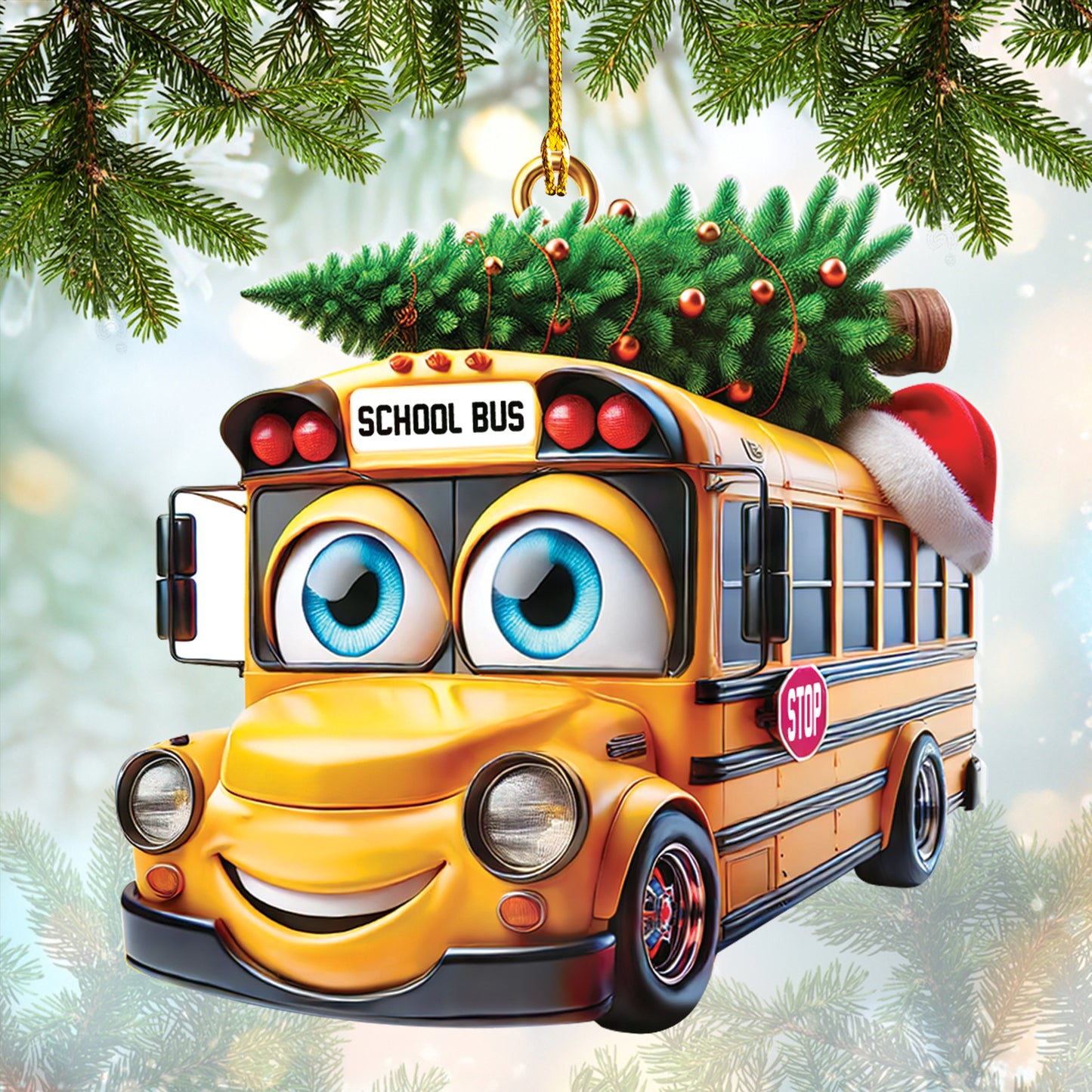 Personalized School Bus Christmas Ornament - Festive Holiday Decoration With Custom Text