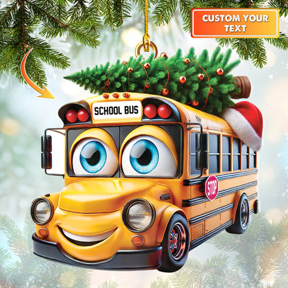 Personalized School Bus Christmas Ornament - Festive Holiday Decoration With Custom Text