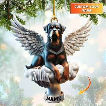 Personalized Angel Rottweiler Memorial Ornament, Home Decor Gift For Dog Lovers