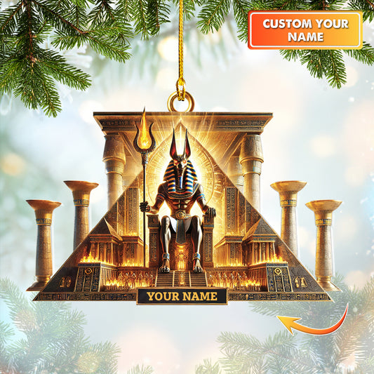 Personalized Ancient Egyptian Anubis Ornament Custom Pyramid Design With Your Name