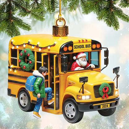 Custom School Bus Christmas Ornament Personalized With Your Name & Number