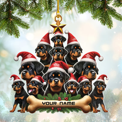 Rottweiler Puppy Christmas Tree Ornament, Home Decor Gift For Dog Lovers