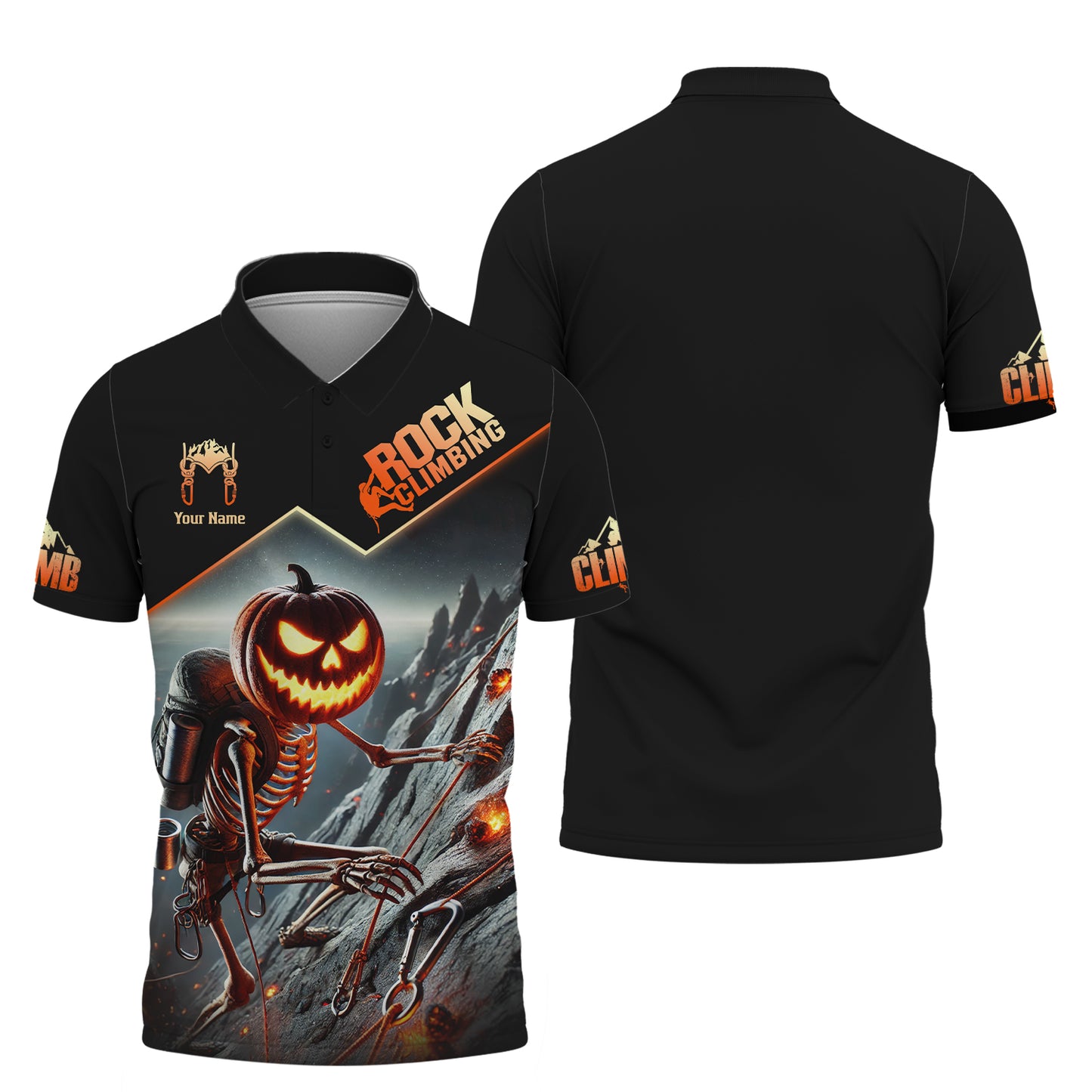 3D Full Print Pumpkin Climbing T-Shirts Personalized Name Gift For Halloween Day