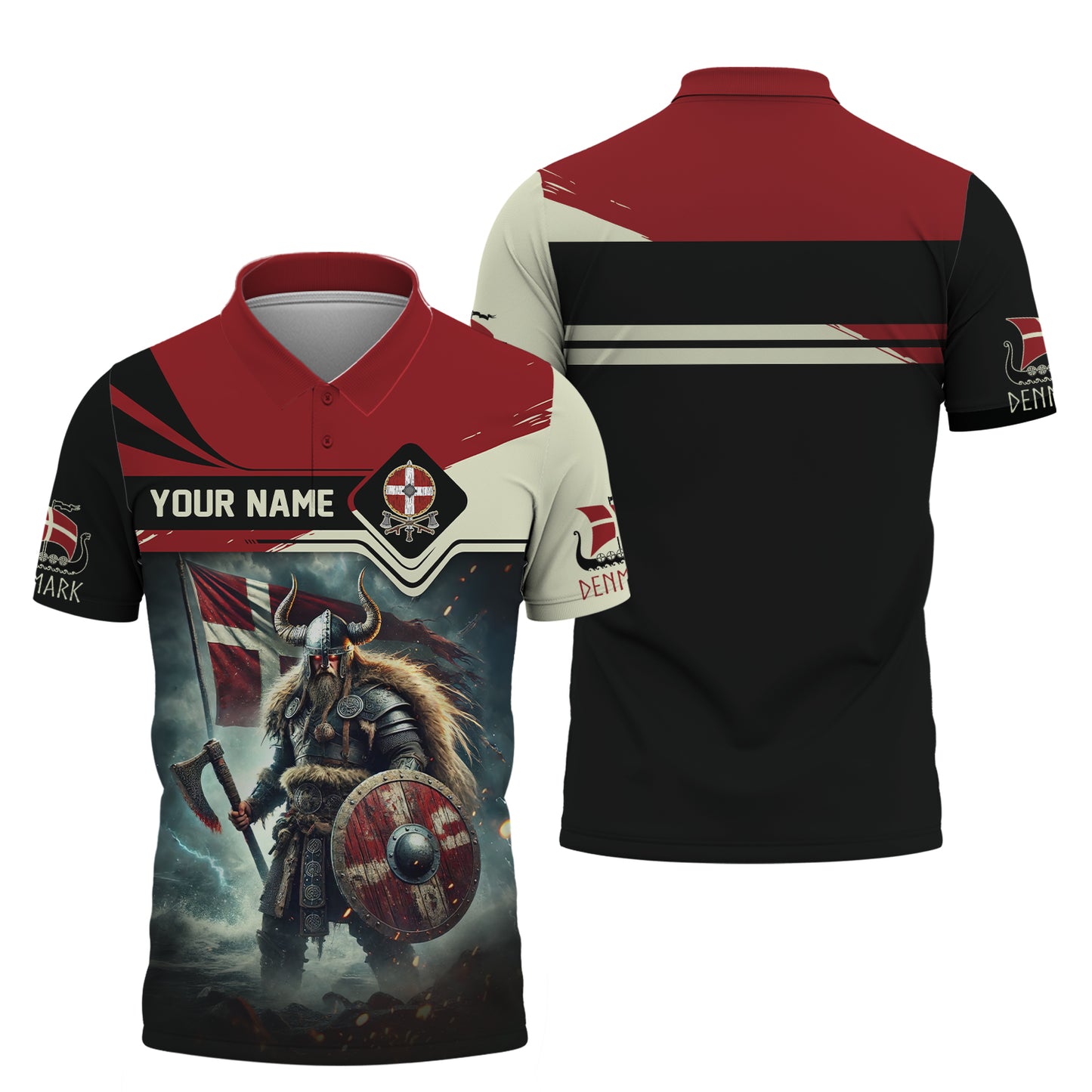 3D Full Print Mighty Viking Warrior Of Denmark T-Shirt Personalized Name Gift For Denmark Lovers