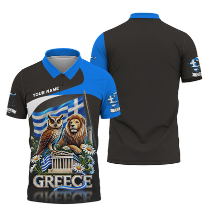 Personalized Lion With Owl Of Greece Shirt - Celebrate Greek Heritage