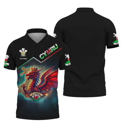 T-shirts personnalisés Dragon King Of Wales Wales T-shirt imprimé 3D complet Cadeau pour les amoureux de CYMRU